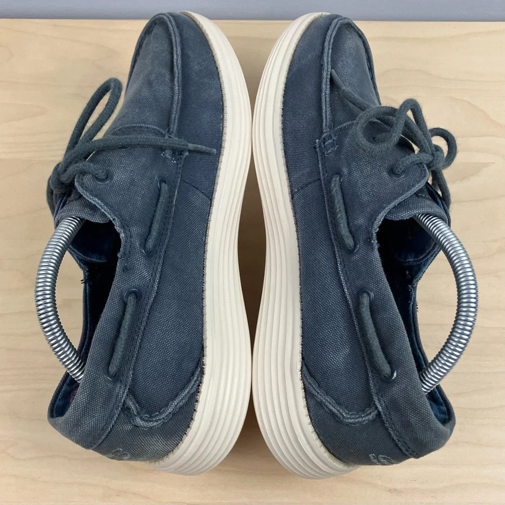 Skechers Men’s Size 9.5 Status-Melec Casual Boat Shoes Lace Up Washed Blue